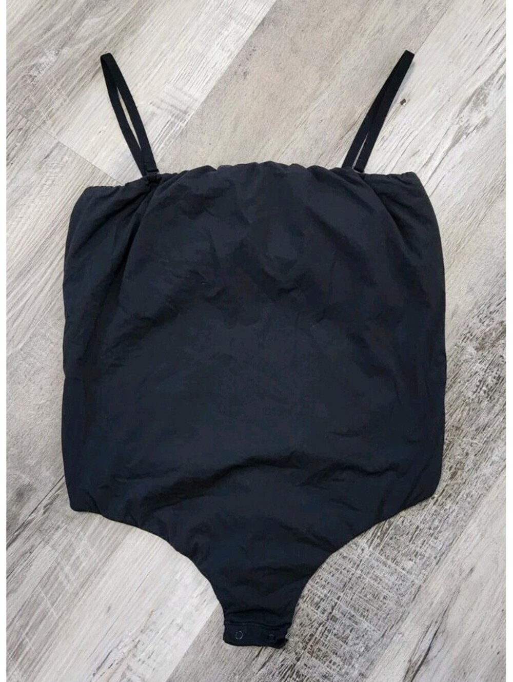 Skims Bodysuit Medium Black Square Neck Double Lined Seamless
